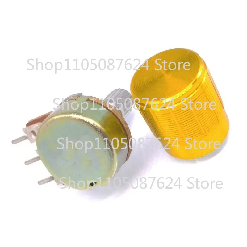 ZZZ 10 Units 20K B20K OHM Linear Taper Rotary Potentiometer POT Gold Knob    Handle length: 15MM