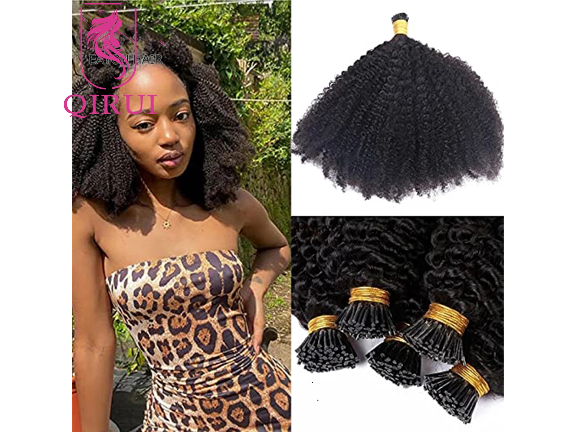 

Mongolian Afro Kinky Curly I Tip Hair Extensions 4B 4C I Tips Microlinks Virgin Hair Extensions For Black Women Kinky Bulk Hair