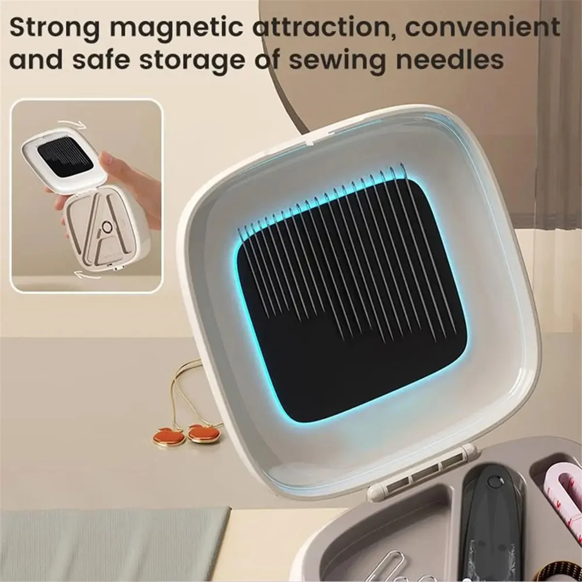

Thread and Needle Kit Magnetic Needle Thread Box with 16 Colors of Sewing Thread 20 Needles Portable Double Layer B
