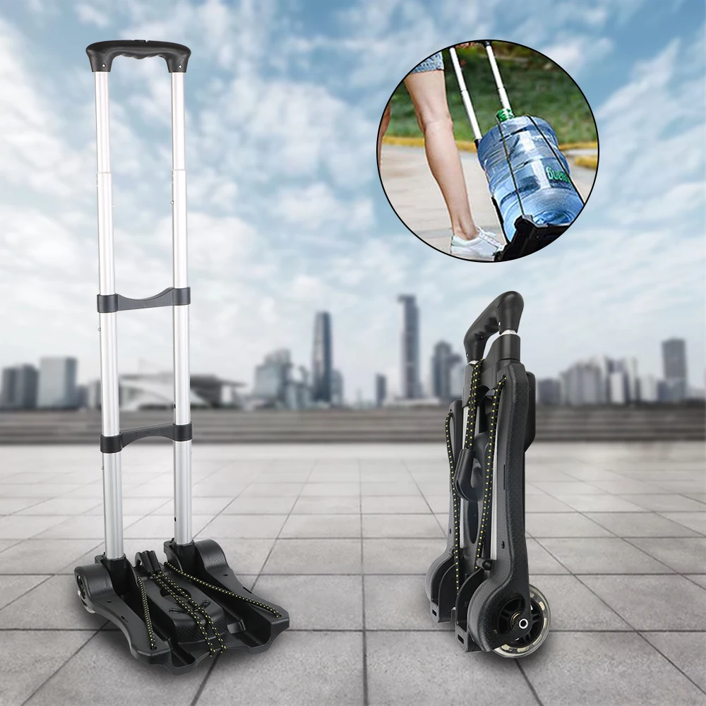 For Home Travel Shopping Hand Sack Portable Two-wheel Trolley Heavy Duty Folding Luggage Cart 35kg Foldable Barrow