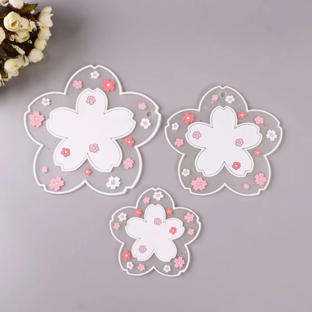 Kawaii Japan Cherry Blossom Coaster Tea Cup Mat Sakura Coaster Insulation Table Mats for Tea Milk Mug Drink Cup Coasters 1PC Mat