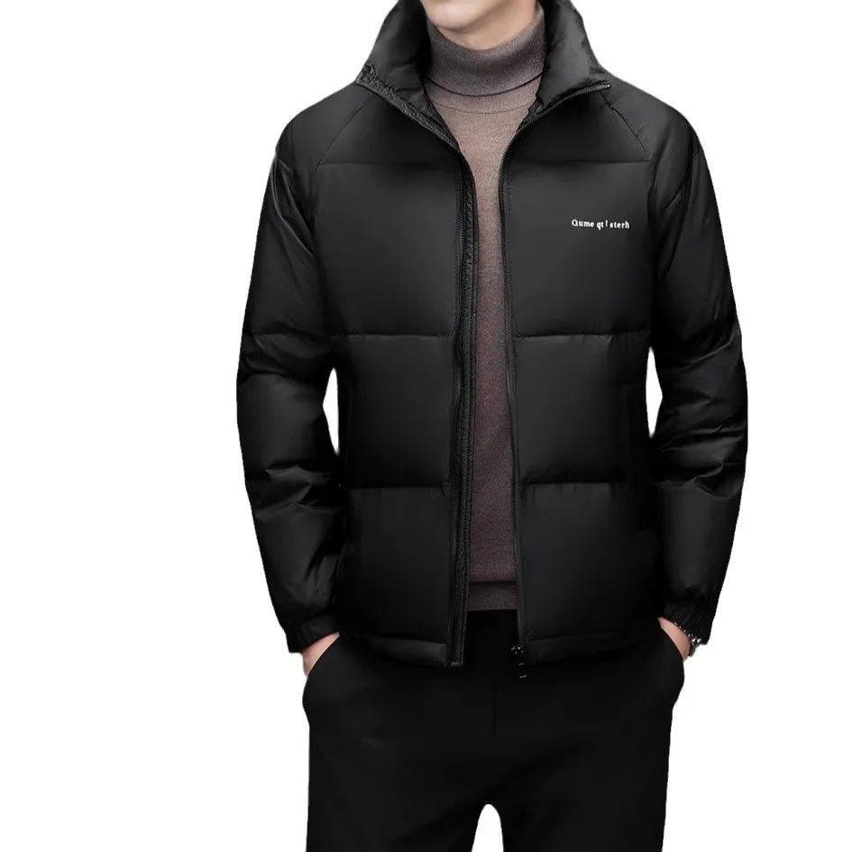 2025 winter men's solid color stand-up neck down jacket, new casual fashion