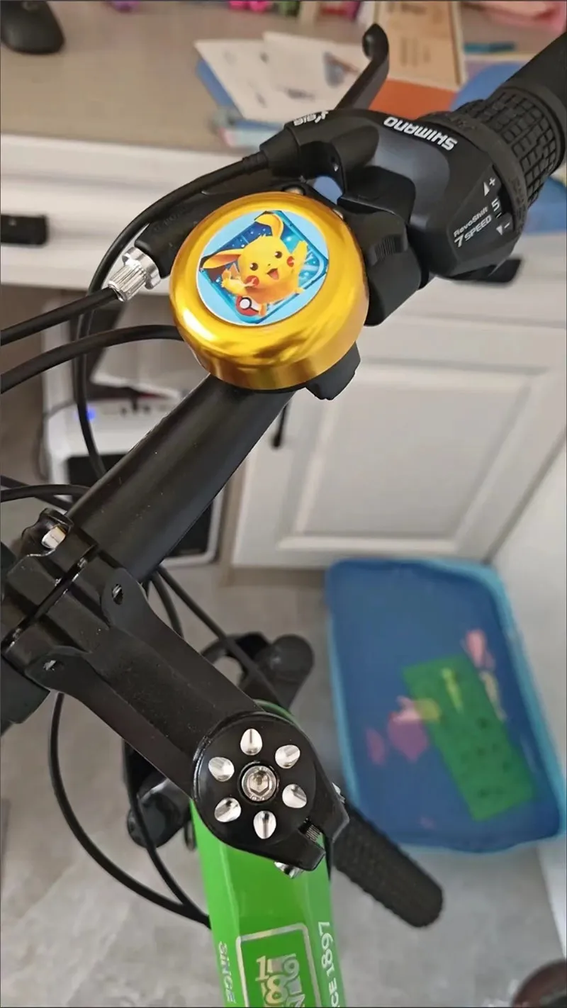 5*5cm Pokemon Pikachu Bicycle Bell Kids Bike Cartoon Bell Metal Warning Alarm Cycling Handlebar Bell Safety Cycling Accessories