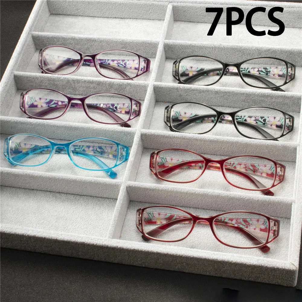 

7PCS Reading Glasses Lightweight Anti Eyestrain Fashion Computer Presbyopic Glasses For Women Men