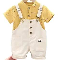 New Children Summer Baby Boys Girls Clothes Suit Fashion T-Shirt Bib Pants 2Pcs/Set Toddler Casual Costume Kids Tracksuits