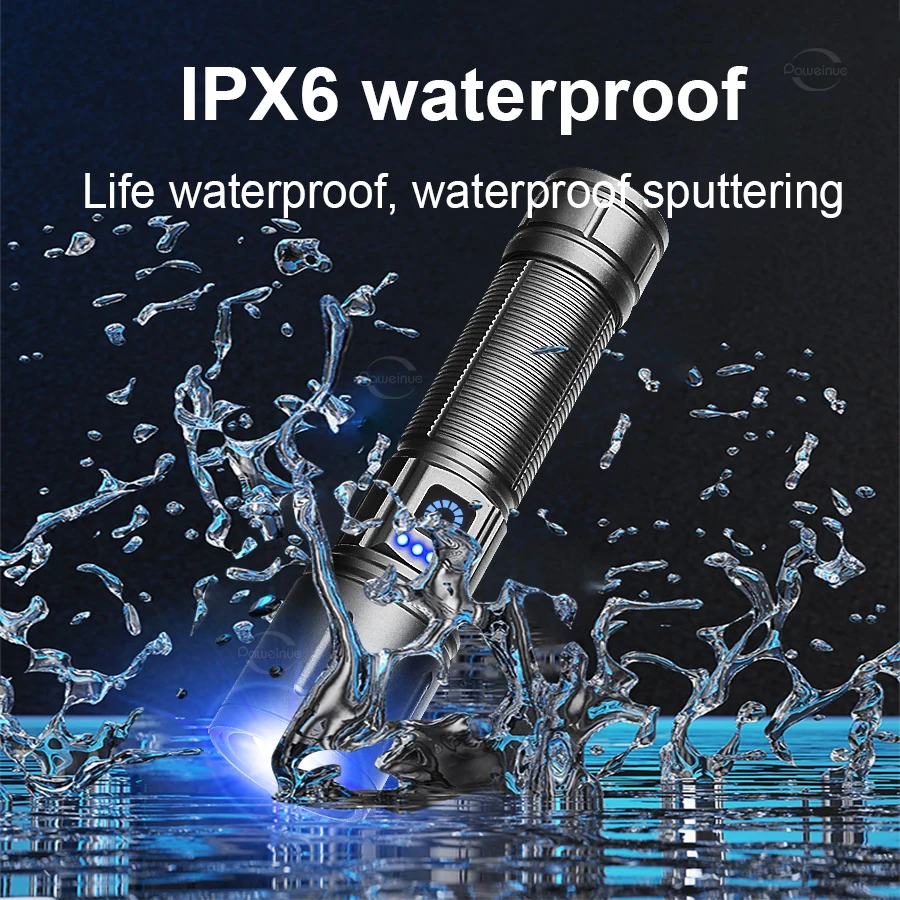 Super Bright 300W LED Flashlight USB Rechargeable Torch High Power Spotlight Outdoor Portable Tactical Flashlights Hunting Light