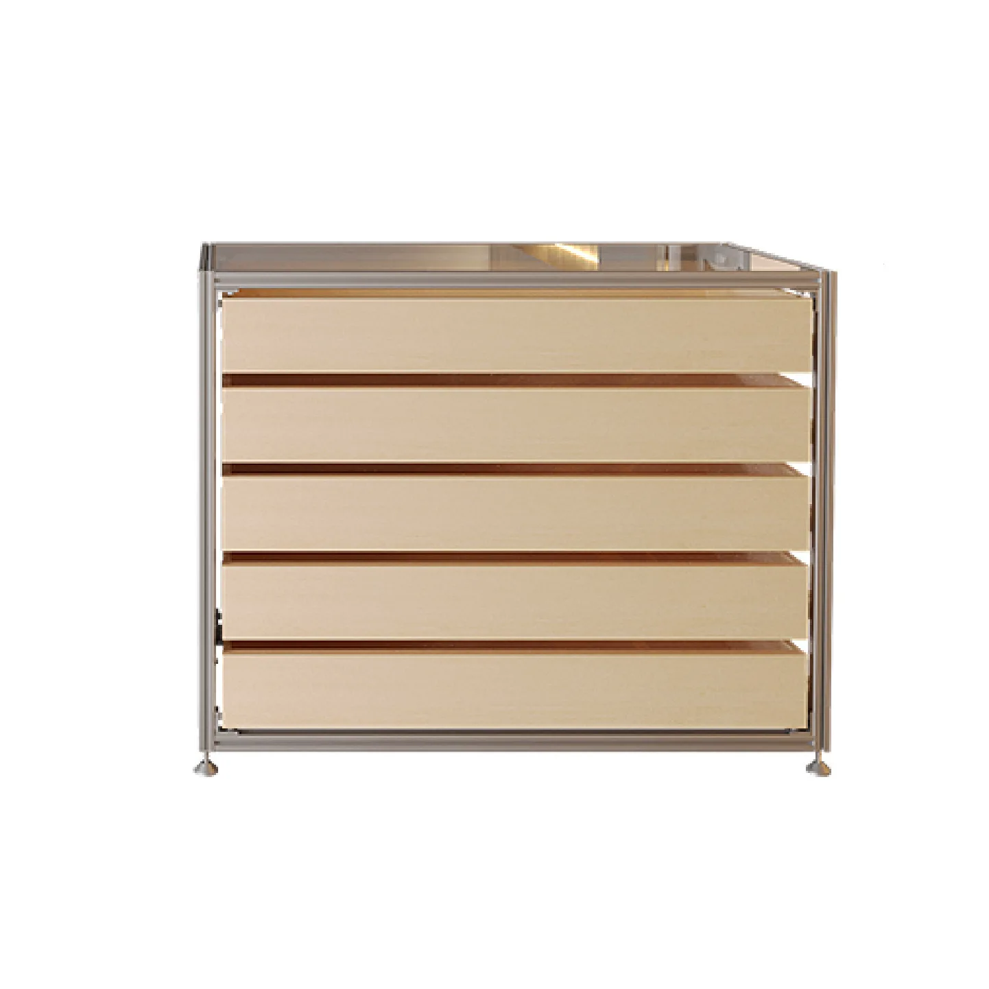 Birch shelf, aluminum profile display cabinet, storage jewelry placement table, display cabinet