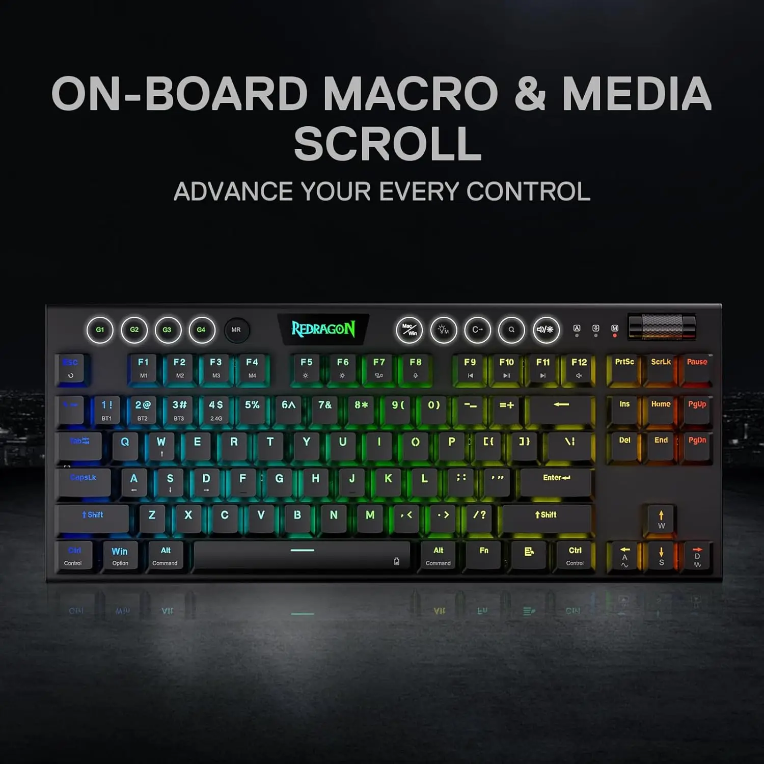 Redragon K621 Horus TKL Tastiera meccanica wireless RGB a basso profilo cablata 80% interruttori Bluetooth ultrasottili rosso/marrone/blu