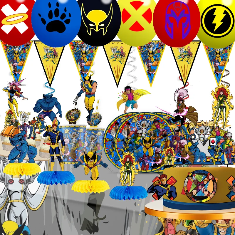 x-men theme brave birthday party decortaions disposable tableware balloons cup plate decorations party decoration baby shower