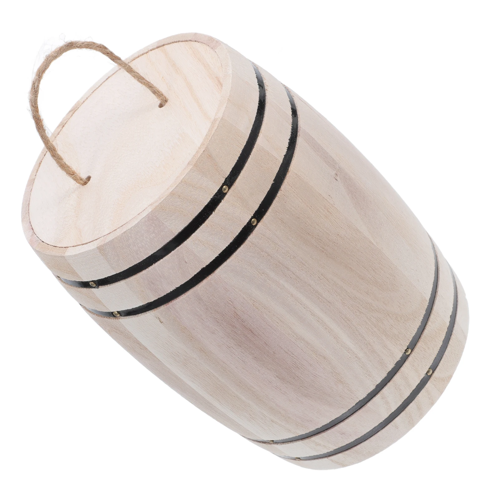 

Barrel Holder Organizer Cask Shape Container Barrel for Drink Coffee Bean Tea Small Wooden Wooden Ornament Bucket