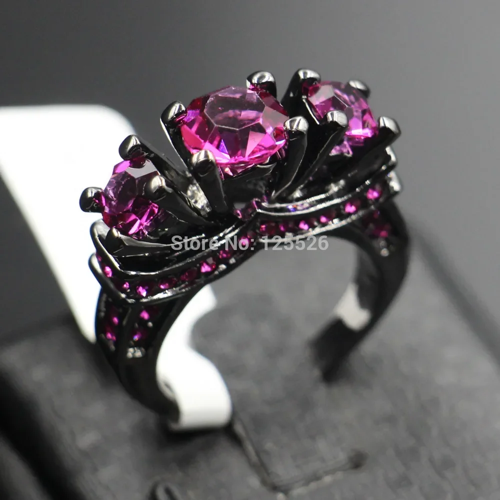 Vintage Lovers Ring Aaaaa Cz 10KT Black Gold Color Wedding Band Rings for Women Men Jewelry