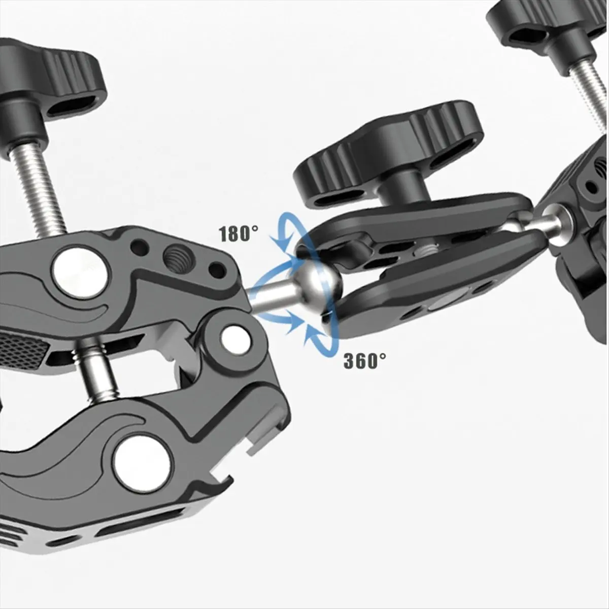 DT77 Super Clamp Articulating Magic Arm Clip 360° Dual-Head Super Clamp for Umbrella Monitor LED Light Action Camera Clip