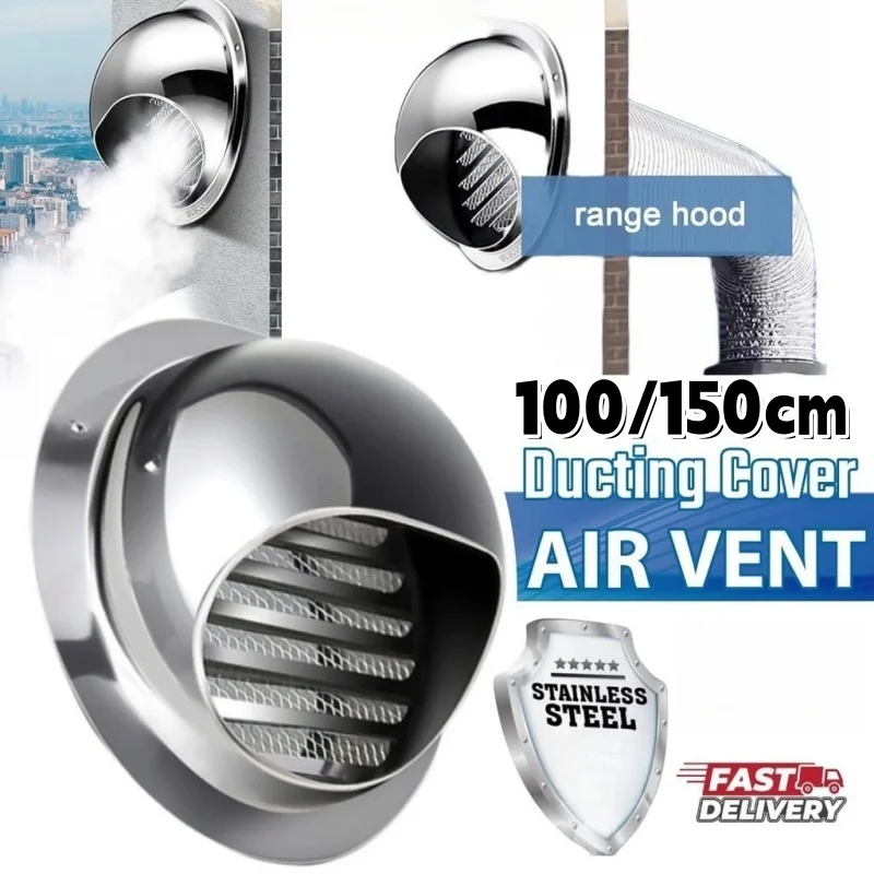 4/ 6 Inch Stainless Steel Wall Ceiling Air Vent Cover Ducting Ventilation Exhaust Grille Covers Dryer Rang Hood Outlet Vents Cap