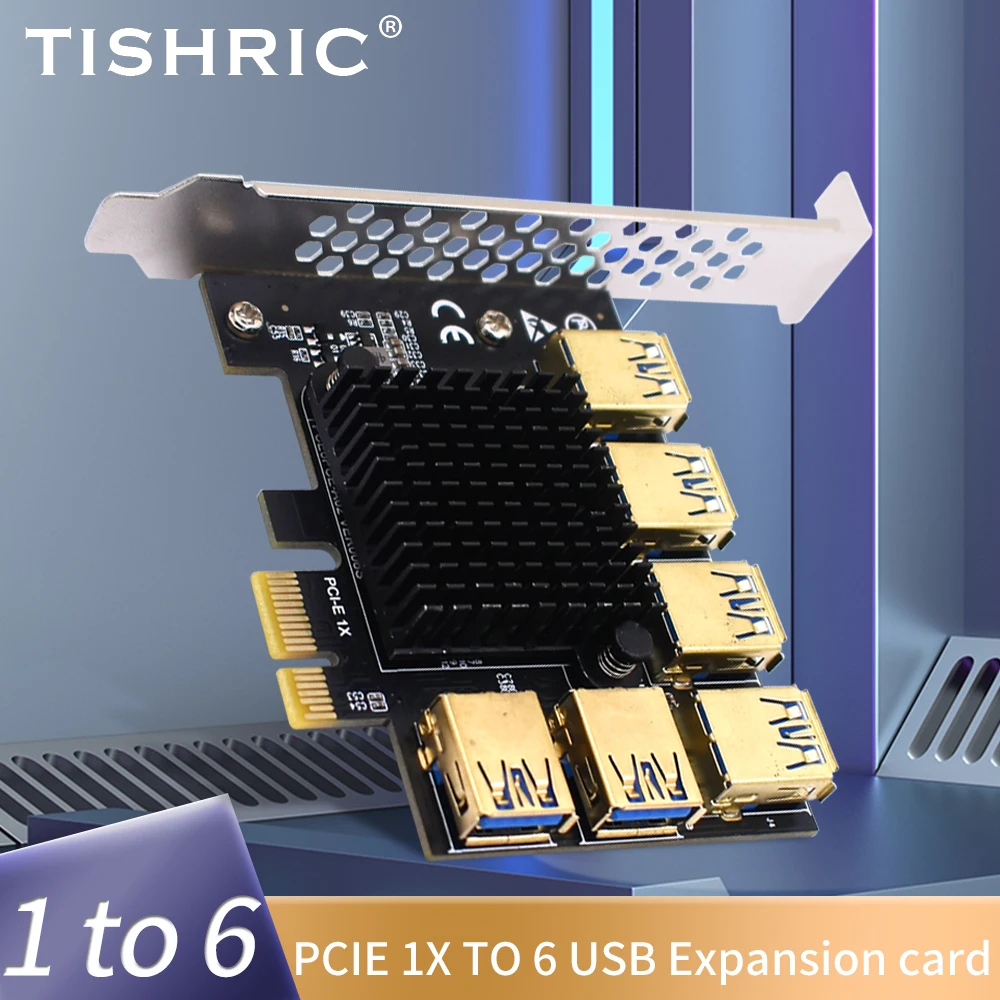 

TISHRIC PCIE 4X To 6-Port Add-on Card USB 3.2 10Gbps Adapter Expansion Card For Windows SSDs 6-Port Expansion High-Quality Chip