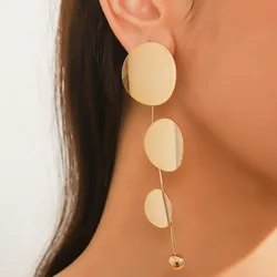 Metal glossy three disc European beauty niche versatile fashion high-end Korean version earrings