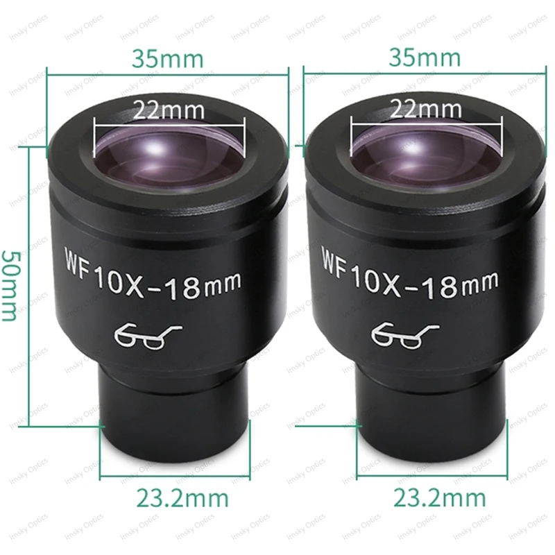 WF10X-18mm عالية نقطة العين مجهر واسع المجال العدسة عدسة بصرية تصاعد حجم 23.2 مللي متر للمجهر البيولوجي