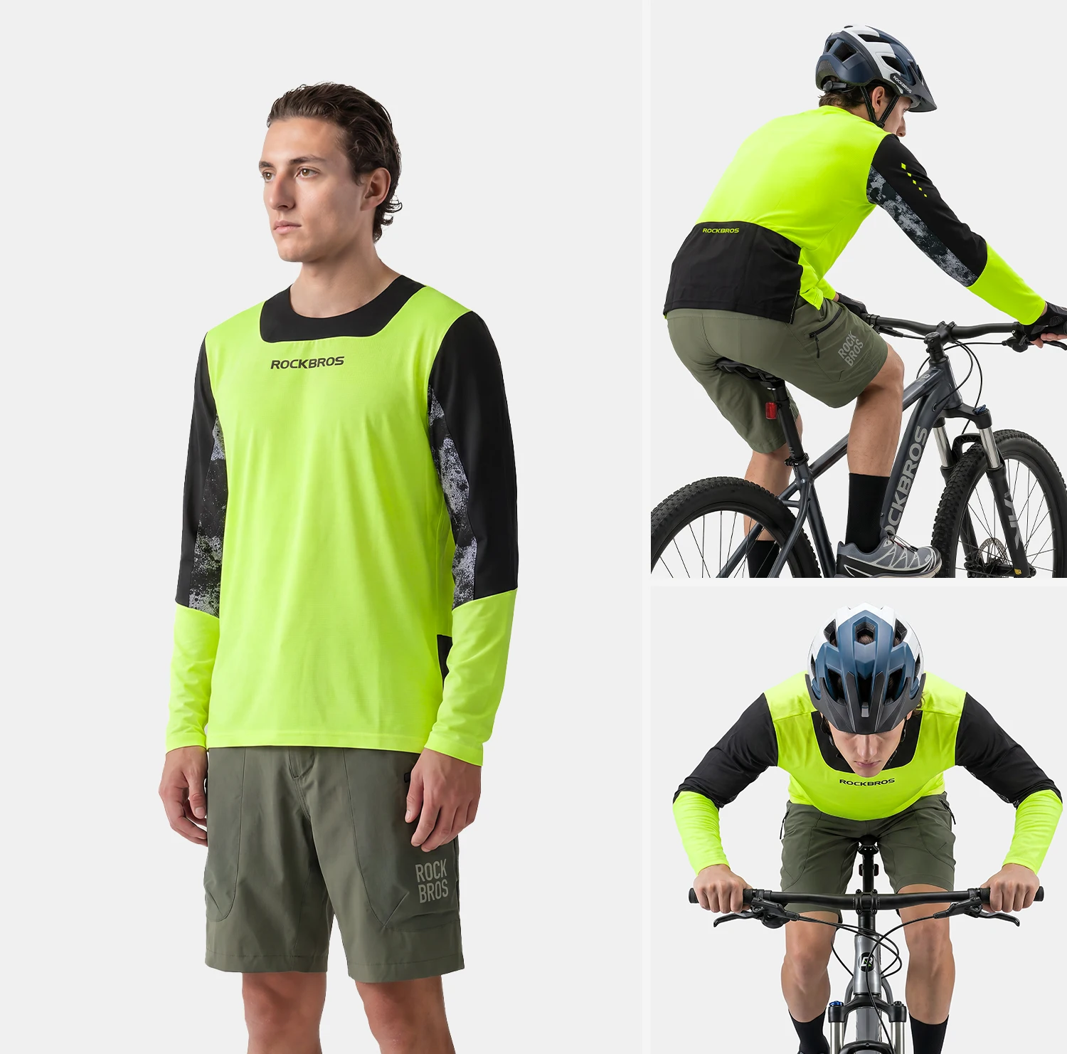 ROCKBROS Bicycle Jerseys Long Sleeves Pullover T-shirts Men Breathable XC Sports Tops MTB Road Bike Cycling Jackets Summer