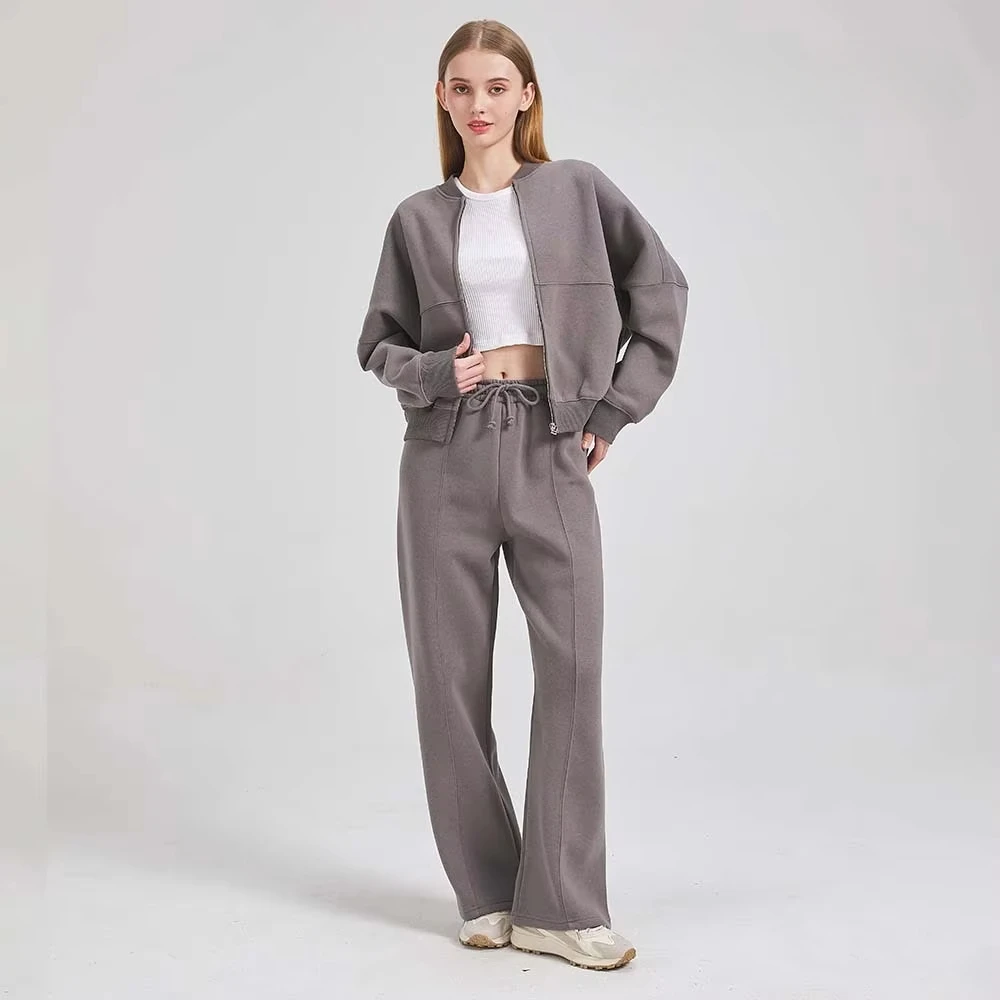 Cotton Zipper Cardigan Sets To Woman 2024 Tracksuit Suits Baggy Pants Sportswear Women Sweater 2 Piece Set Women Outfits