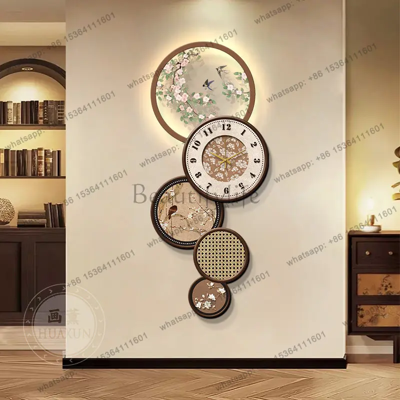 Cute Chinese Style Clock Wall Creative Silent Restaurant Nordic Luxury Wall Watch Xenomorph Art Mural