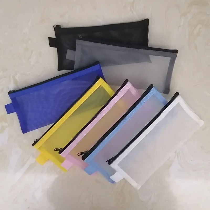 Bolsa de Viagem para Higiene Pessoal e Cosméticos, Organizador Unissex com Zíper, Estojo de Malha para Pincéis de Maquiagem, Armazenamento de Beleza