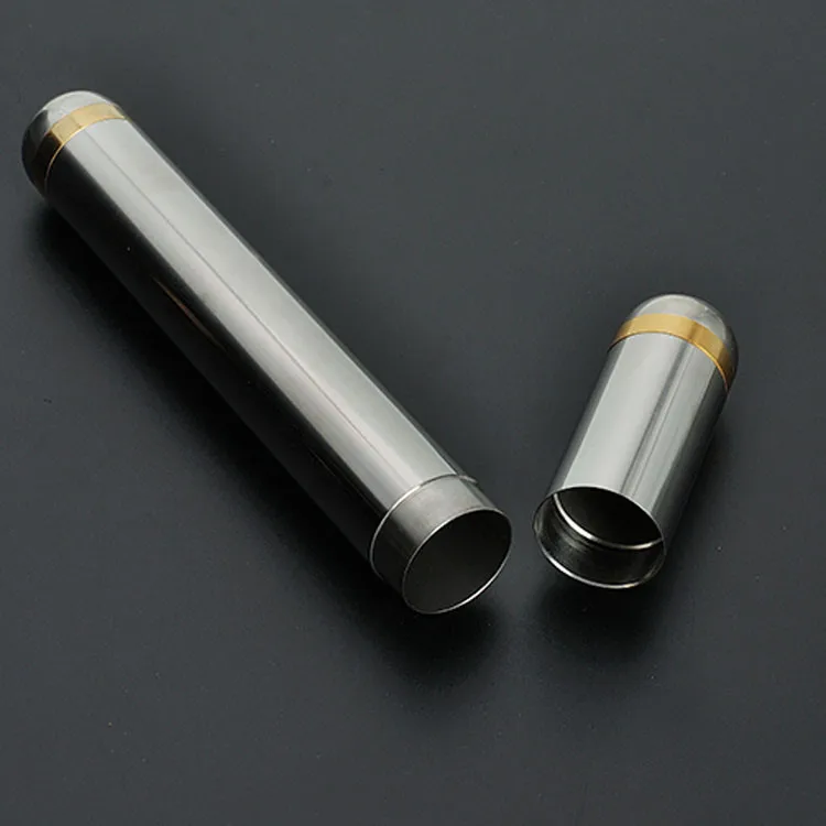 

New 1pcs Stainless Steel Cigar Case Tube Storage Portable Tobacco Cigarettes Holder For Cigar Accessories 210x24mm