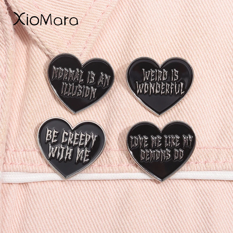 Be Creepy With Me Enamel Pin Weird is Wonderful Metal Brooches Lapel Backpack Badge Halloween Jewelry Gifts For Kids Friends