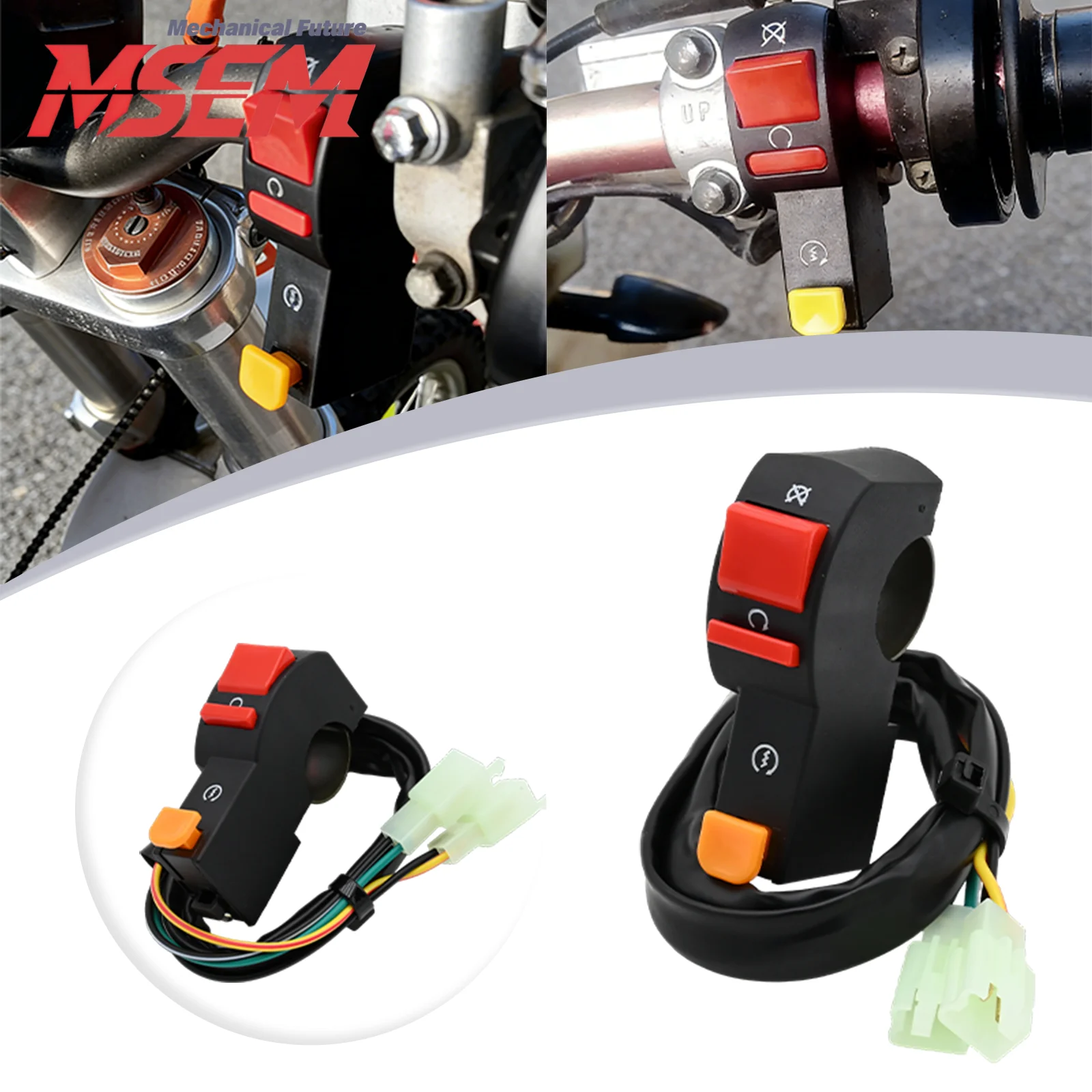 Для Honda, Kawasaki, Suzuki, Yamaha 50cc-450cc мотоциклов, кроссовых мотоциклов, квадроциклов: 1 шт. электрический переключатель запуска/остановки двигателя с кнопкой включения/выключения на руле.