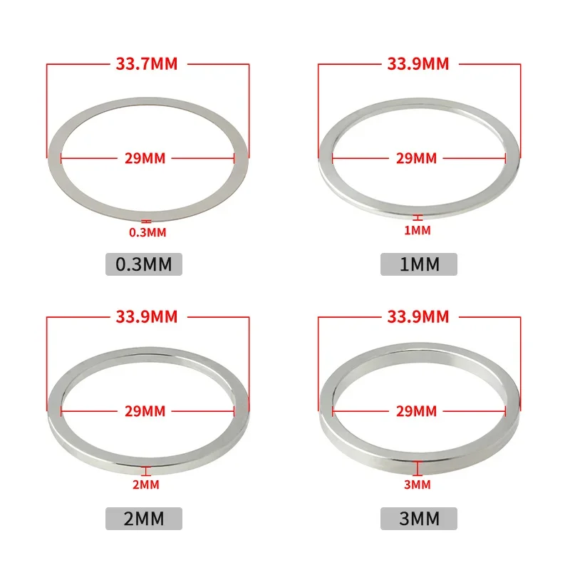 MUQZI 5pcs Bike Headset Adjust Washer Ring 0.3mm 1mm 2mm 3mm MTB Fork Adjustment Gasket Spacer