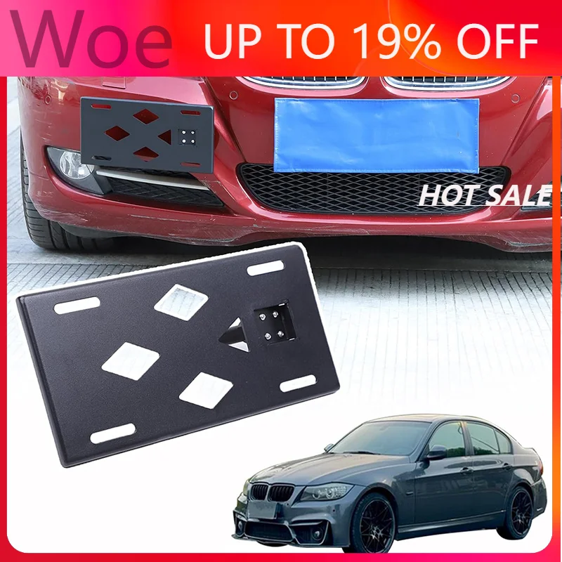 For BMW 3 Series E90 E93 2005-2012 Black Aluminum Alloy Front Bumper Tow Hook License Plate Mounting Bracket Car Accessories