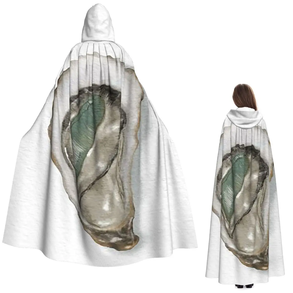 おいしい牡蠣ロングフード付きマント魔女中世コスチュームコスプレケープハロウィンコート大人ユニセックス