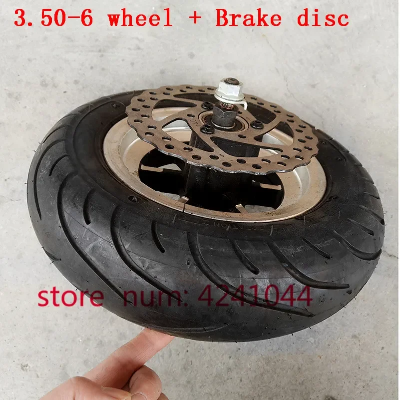 

3.50-6 tubeless vacuum tyre and 6" alloy rims with Brake disc fits Folding electric scooter 10 inch wheels
