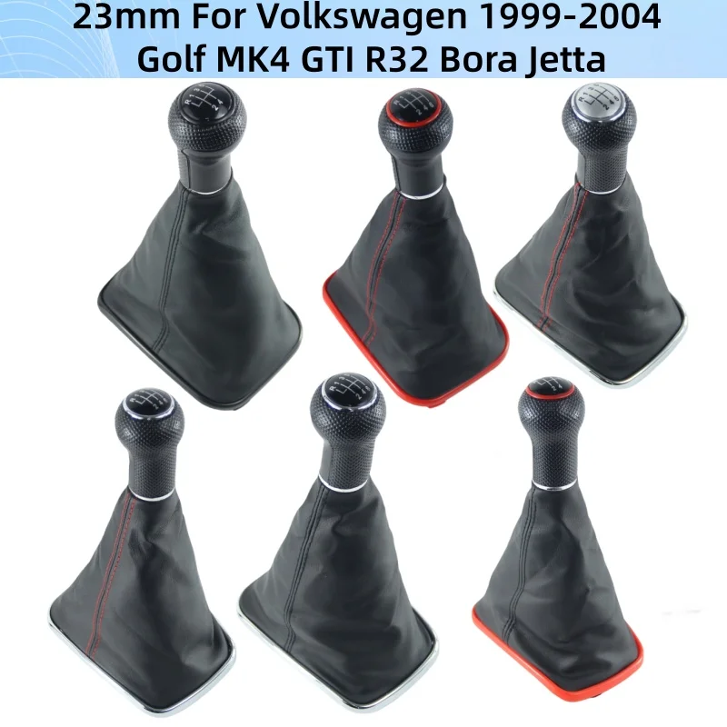 

23mm 5/6 Speed Manual Gear Shift Knob Gaitor Boot Lever Shifter for Volkswagen VW Golf 4 MK4 GTI R32 Jetta Bora Black Red Blue