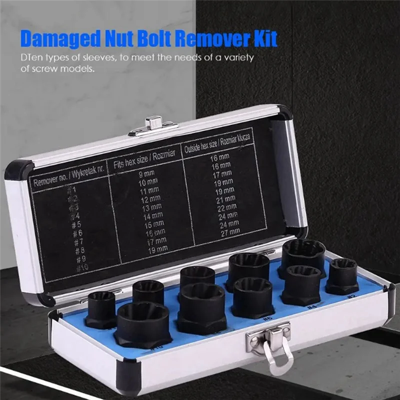 

AB34-Nut Extractor Set Broken Screw Nut Removal Tool Set Machine Repair Combination Tool Set