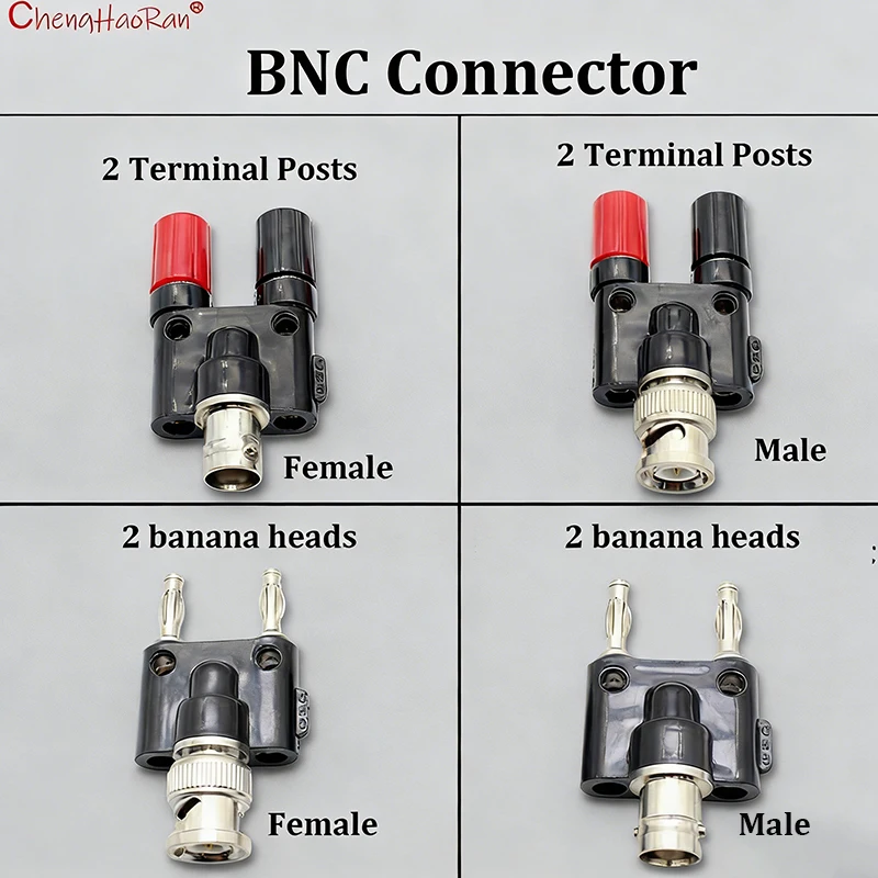 ChengHaoRan 1/2PC BNC Male Plug&Female Jack  Adapter to 2 Terminal Blocks Banana Head Connector Coaxial Test Converter