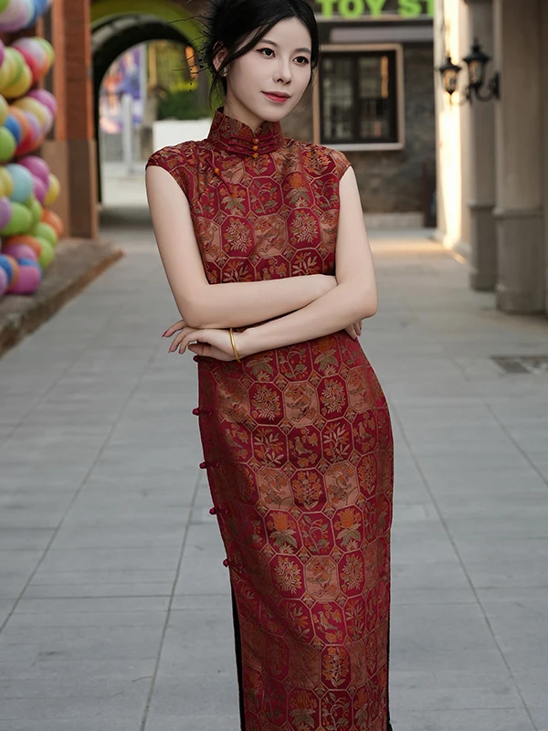 

Шелк Xiangyun Red Song Jin Ling Long, новый осенний, 50 момме, китайский, для похудения, длинный