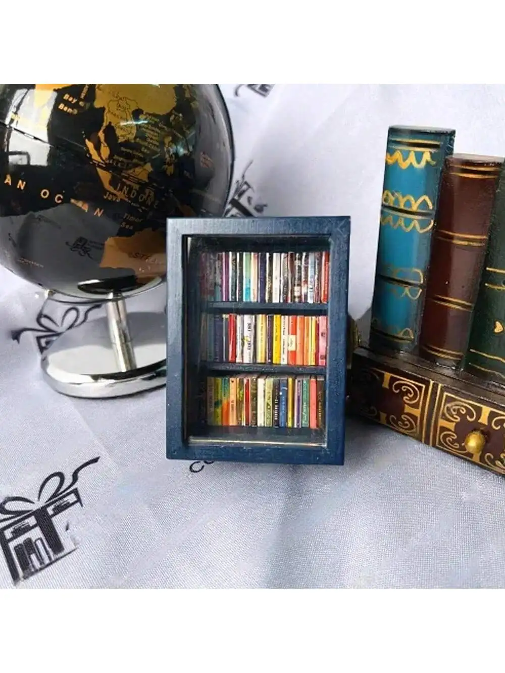 1Piece Set of Anxiety Relieving Bookshelf (Including 60 Books), Free from Anxiety, Mini Book House Ornaments