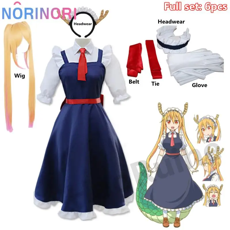 

Dragon Maid Costume Tohru Anime Dress Miss Kobayashi's Dragon Maid KannaKamui Cosplay Halloween Costumes for Women Wigs