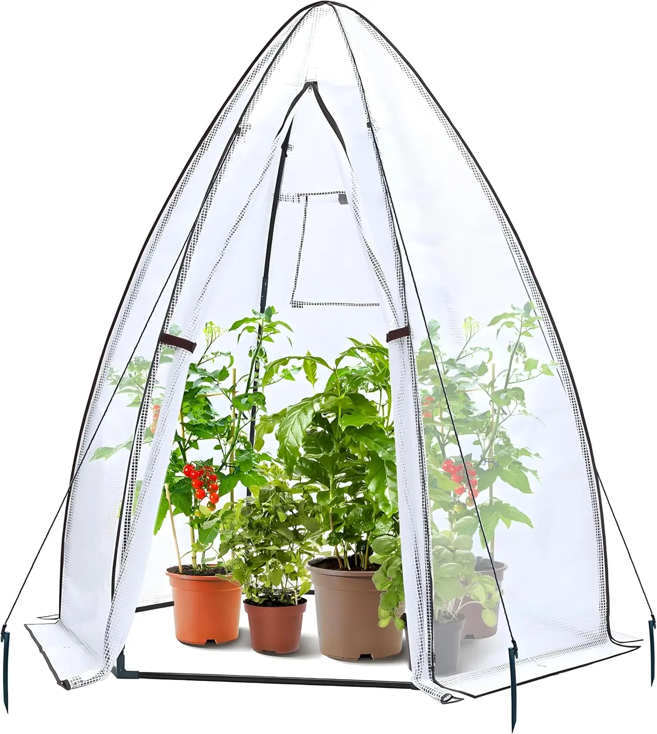 

Portable Greenhouse Tent with PE Cover, Zippered Door & Mesh Window for Outdoor Plant Protection, 63x54x71 Inch