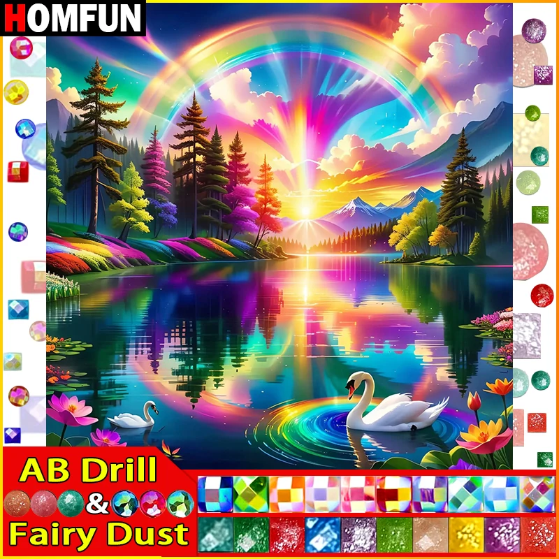 HOMFUN Fairy Dust AB 5D Diy Diamond Painting Cross Stitch 