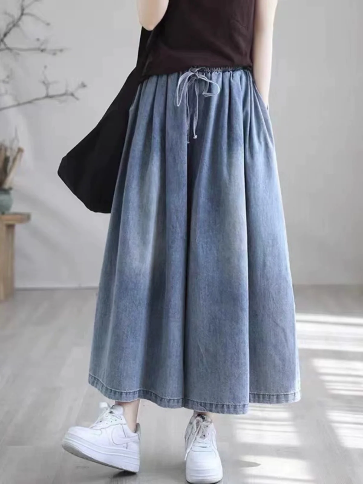 

Свободные широкие брюки Женские винтажные хлопковые джинсовые брюки с высокой талией Свободный крой плюс размер или большие размеры Осенние сезонные джинсы