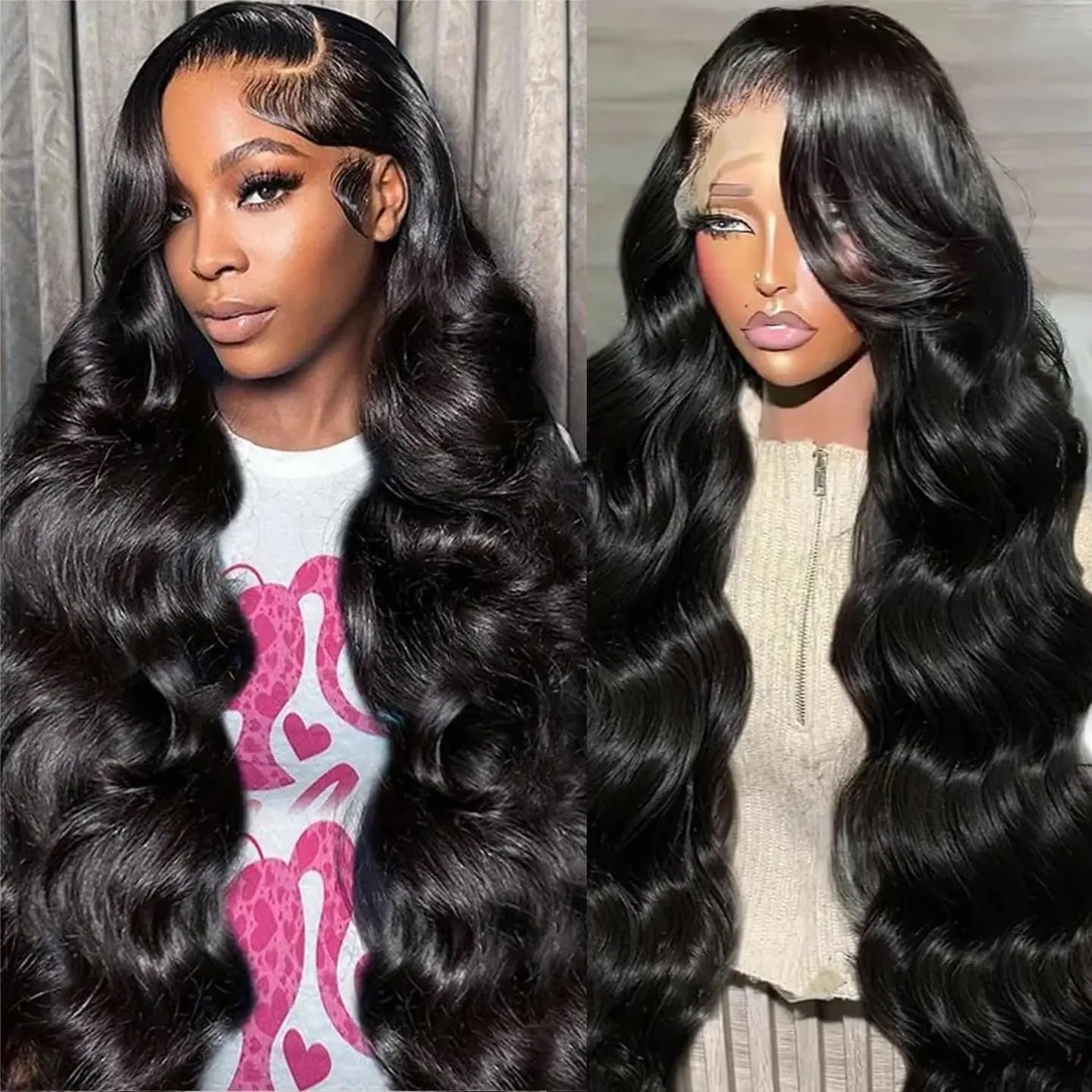 13x6 Lace Front Wigs Human Hair 180% Density HD Transparent Body Wave Lace Front Wigs Human Hair Body Wave Glueless Frontal Wigs