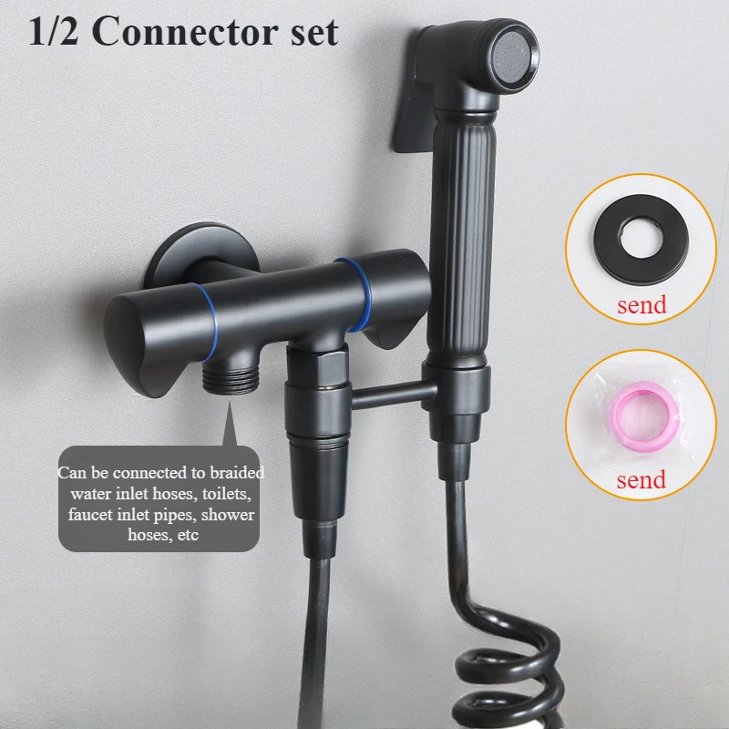 1/2 "3/4"/Connettore con fibbia Valvola ad angolo a tre vie Set di pistole a spruzzo per WC WC Mate Bidet Ottone Supercharging Accessori per il bagno
