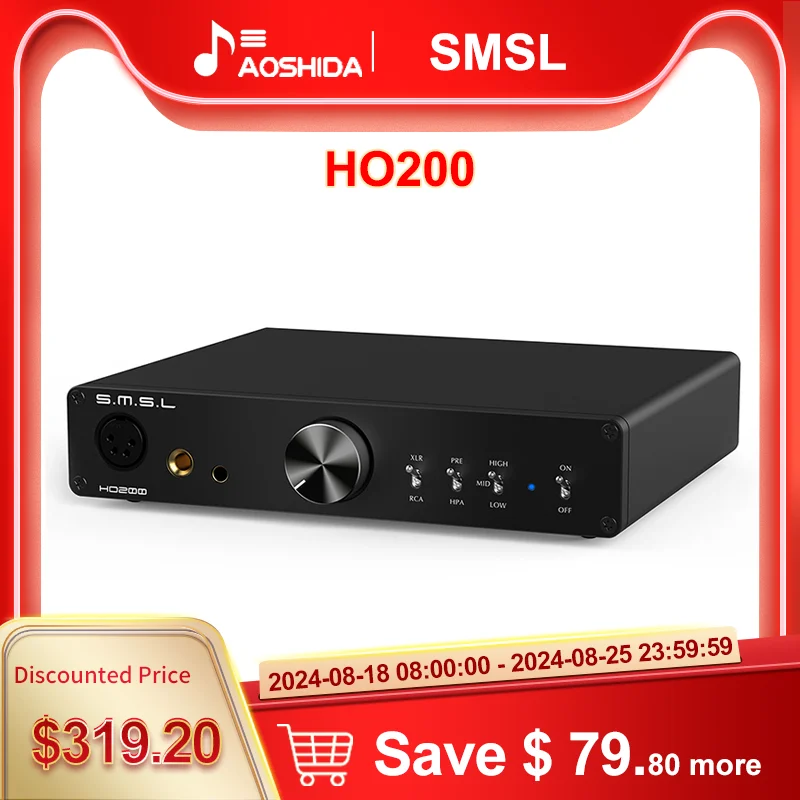 

SMSL HO200 Hi-Res Headphone Amplifier 16ohm 6W/32ohm 3W RCA PRE Output Hi-End Pre-Amp XLR Balanced Unbalanced Input Earphone AMP