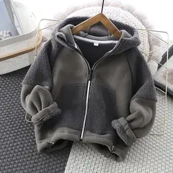 Boys' Fleece-Lined Thickened Polar Fleece Jacket Autumn and Winter Kids' Overcoat Children's Composite Fleece Thickened Coat