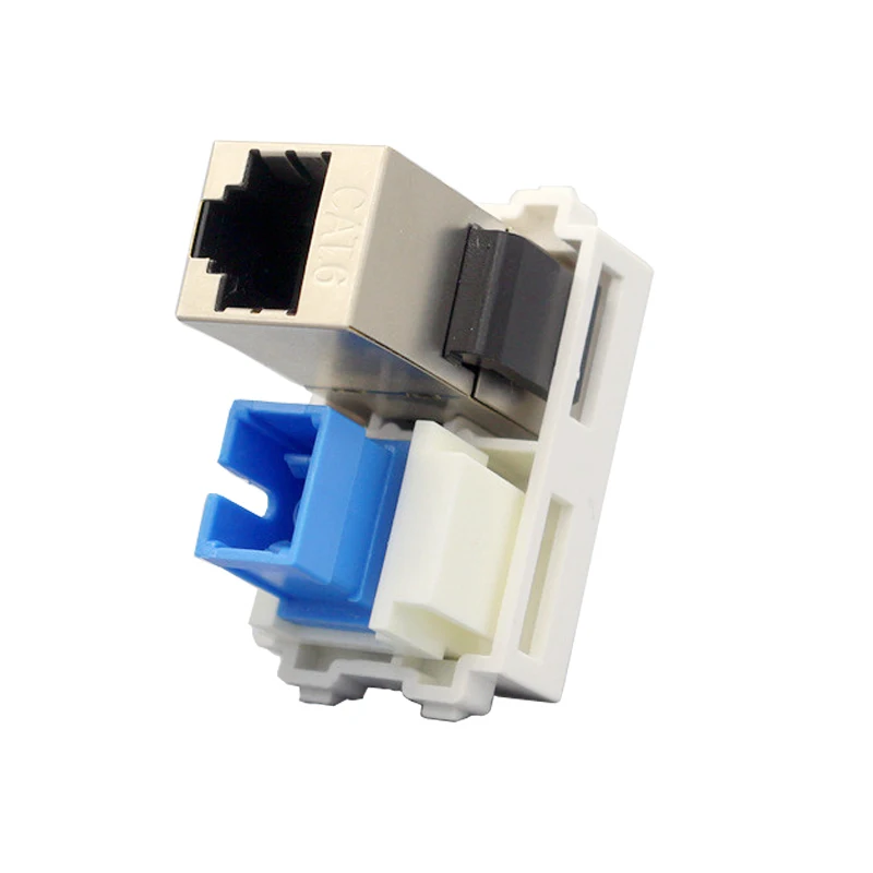 Shield Female LAN CAT6 RJ45 Connector SC UPC Optical Fiber Slot Pass Through Plug Socket 23x36mm Module For Internet Connection