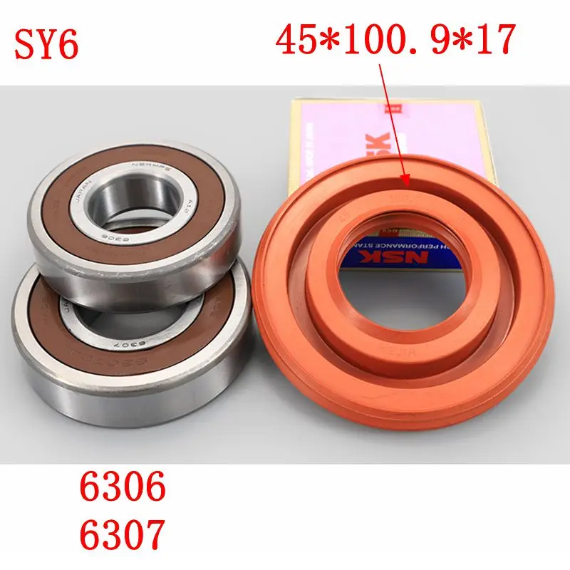 

for Whirlpool drum washing machine Water seal（45*100.9*17）+bearings 2 PCs（6306 6307）Oil seal Sealing ring parts