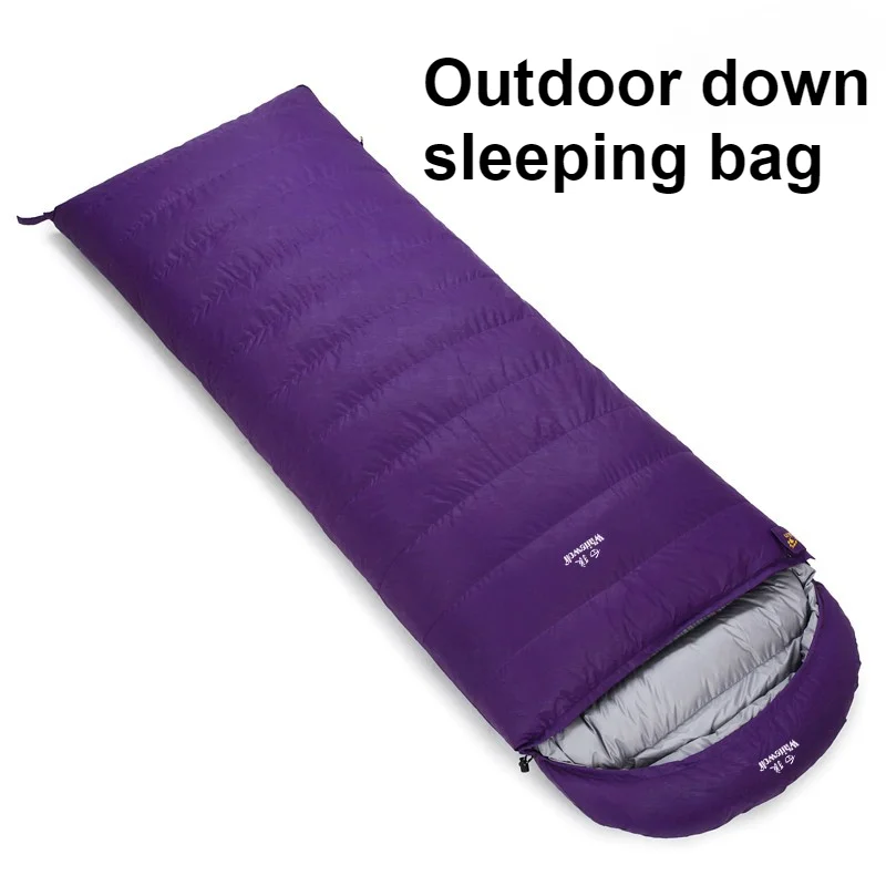 

Purple Outdoor Down Sleeping Bag Suitable for All Seasons Thick Warm White Goose Down Envelope Convenient Cold Proof Nap Time