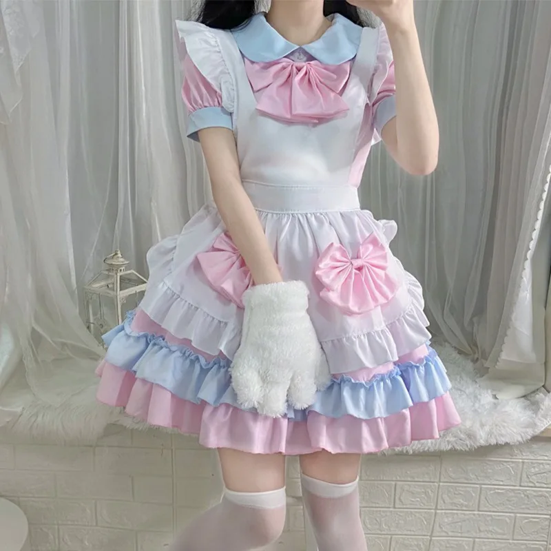 Plus Size Fantasy Anime Maid Dress Japanese Cosplay Costume Sweet Girl Outfit Lolita Dress Jk Uniform Pink Cat Girl Kawaii