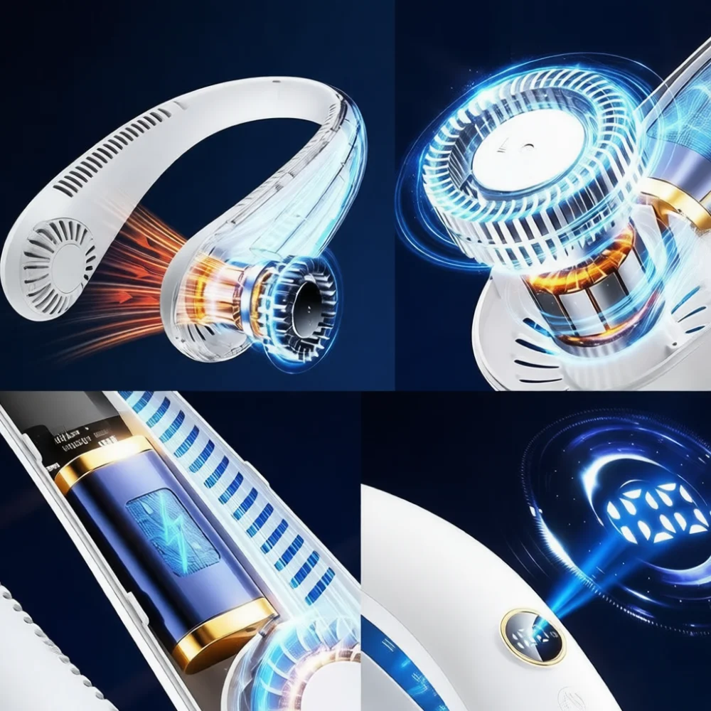 Neck Hanging Bladeless Fan Portable Cooling Wearable Air Cooler USB Rechargeable Device For Sport Office Student Life