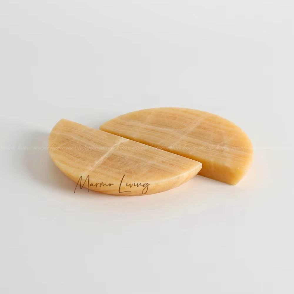 Yellow Onyx Stone Furniture Handle Wabi Sabi Natural Marble Door Handle Design Cabinet Drawer Glass Door Pull